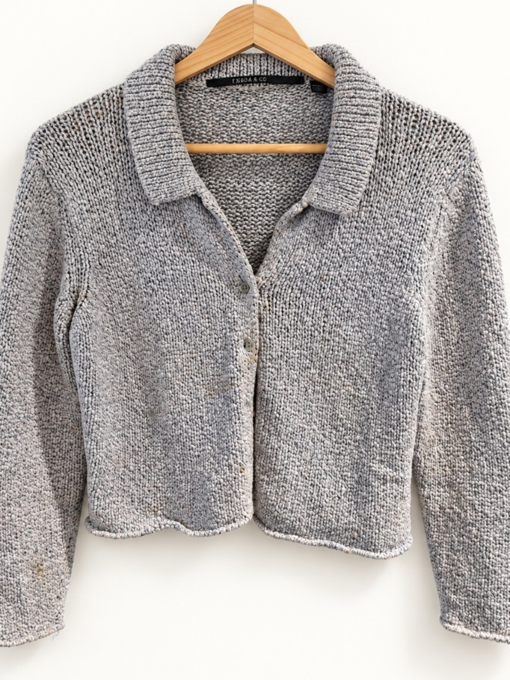 ISDA & CO Italian Marled Knit Cropped Collared Cardigan Size M